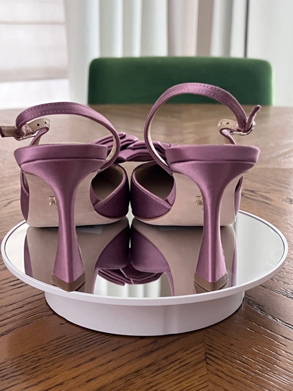 Badgley Mischka Satin Bow Slingback Heels - Picture 4 of 7